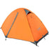 Bright orange dome tent with gray trim, lightweight waterproof fabric, front zip entrance