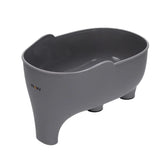 Gray animal-shaped plastic storage bin with four legs and rounded design
