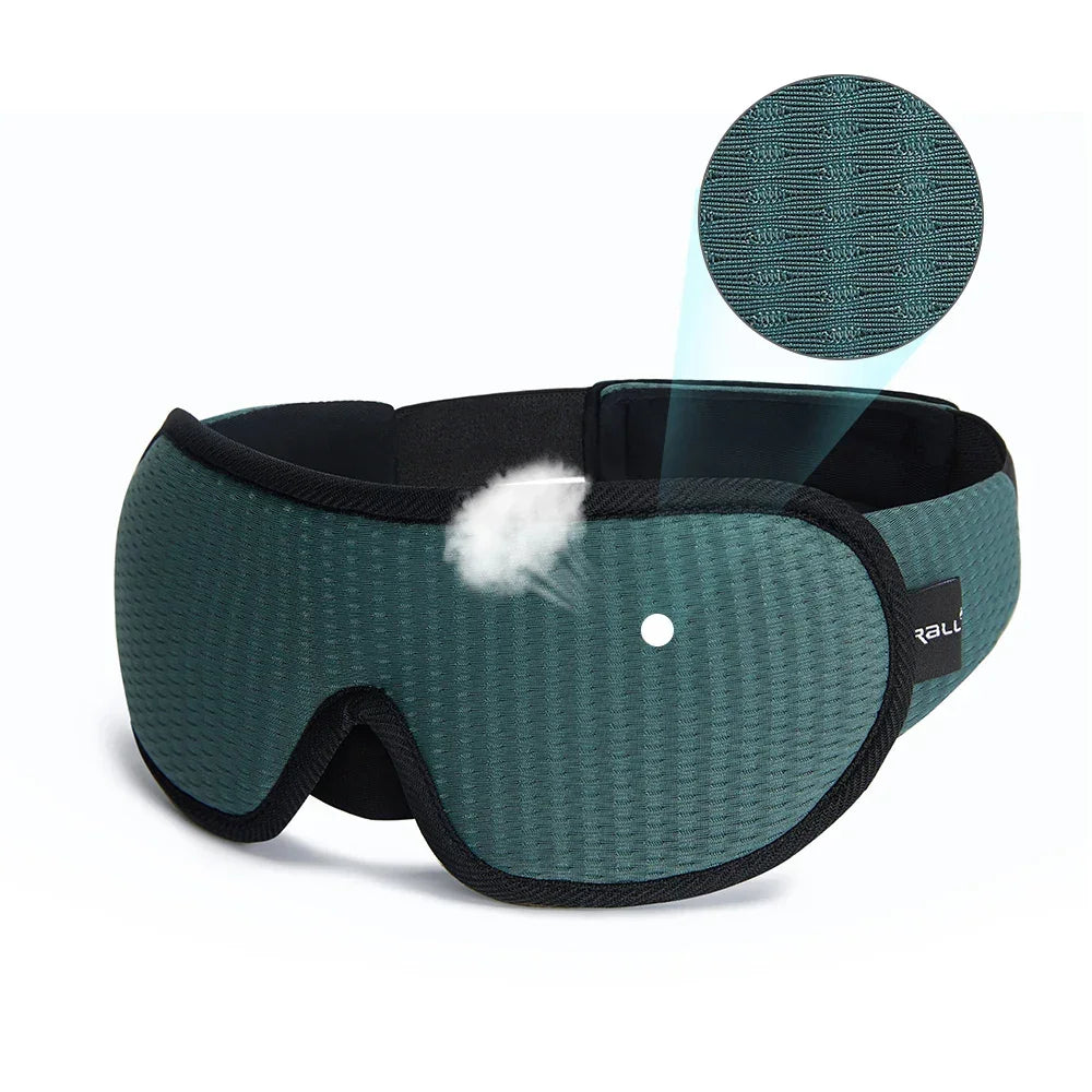 Teal textured sleep mask with soft, breathable fabric and ergonomic fit