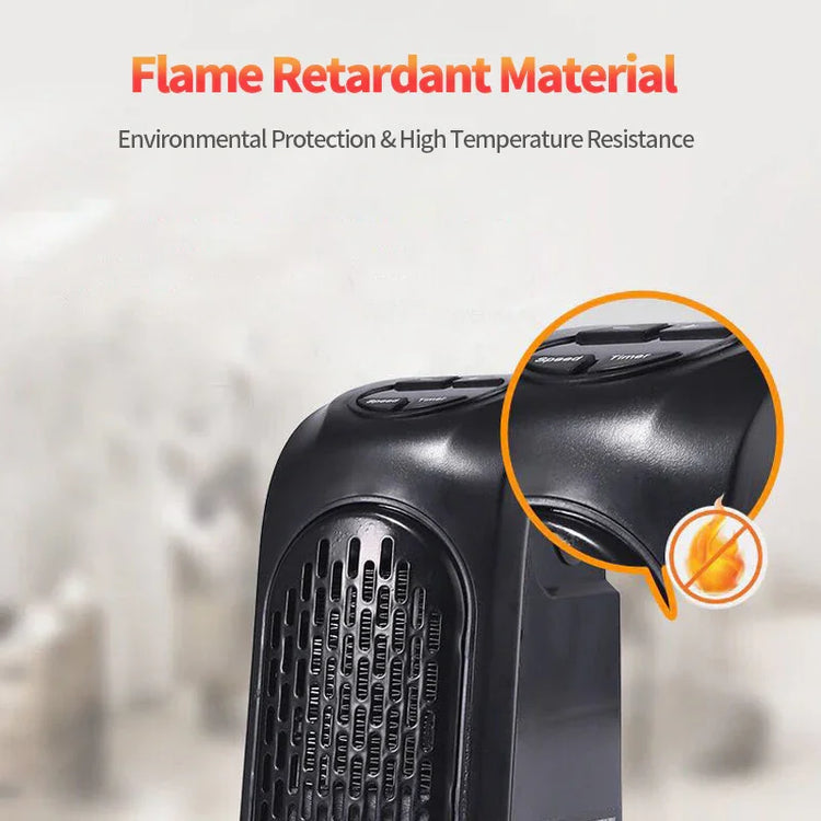 Black portable heater with flame retardant material, high temperature resistance design