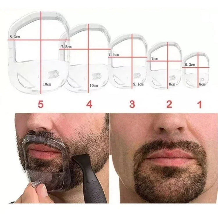 Transparent beard shaping tool set in multiple sizes for precise facial hair grooming