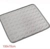 Gray quilted floor mat with circular texture, 100x70cm, soft padded surface for comfort