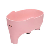 Light pink plastic container with rounded edges and small legs, minimalist style