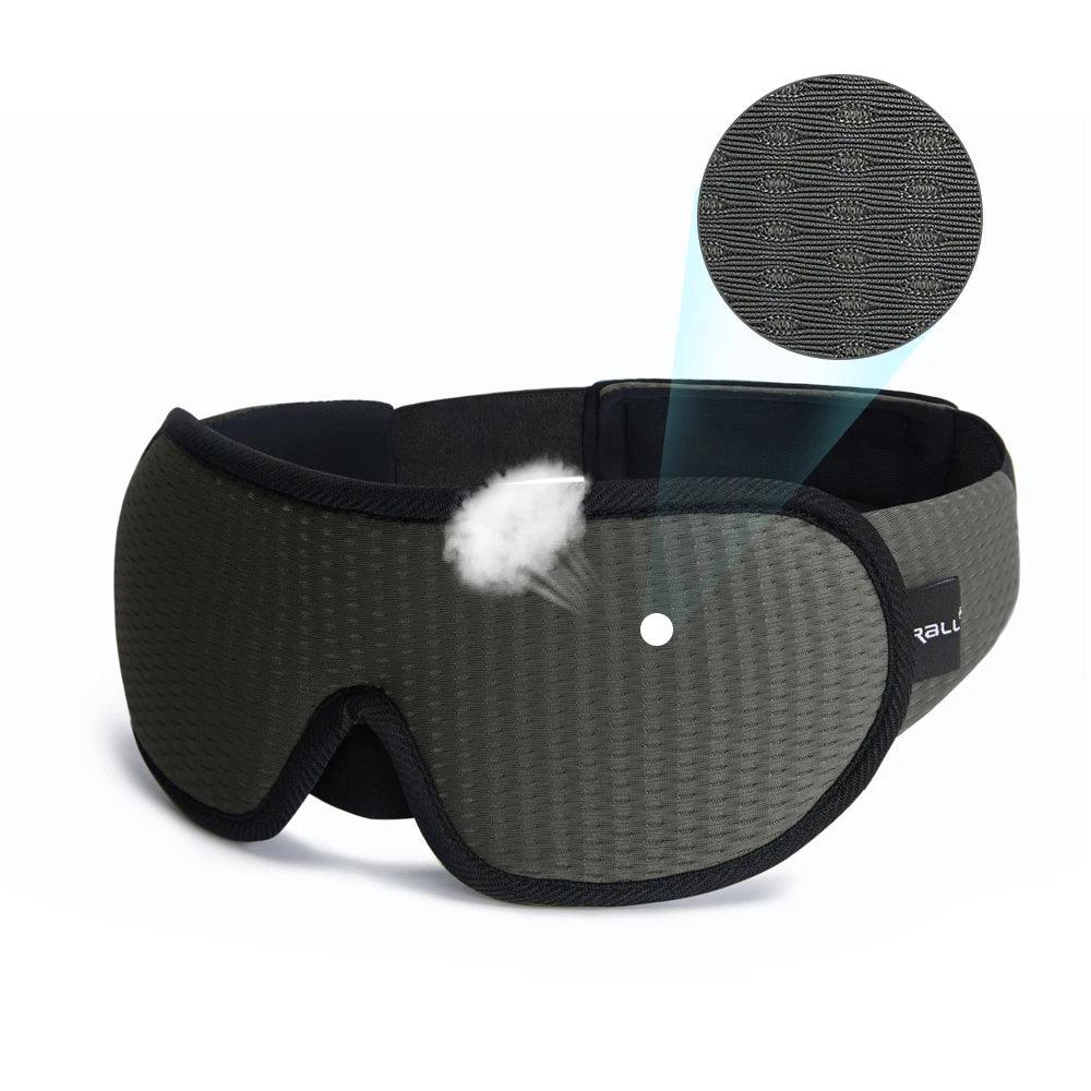 Dark gray textured sleep mask with ergonomic fit and soft, breathable fabric