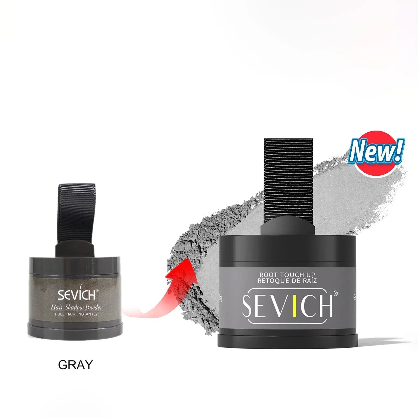 Gray hair shadow powder root touch up, compact container, matte finish styling product