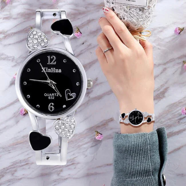Black and silver heart-accented women&