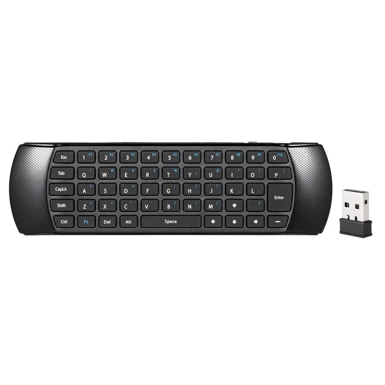 Compact wireless black mini keyboard with USB receiver, sleek design, ergonomic fit