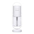Minimalist white portable humidifier with cylindrical shape and transparent water tank