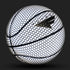 Reflective hexagon-patterned basketball with black lines and futuristic detailing
