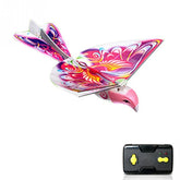 Colorful remote control bird toy with bright patterned wings and black controller