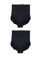 Two pairs of high-waisted black seamless underwear with a smooth, fitted design.