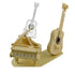 Laser-cut wooden model of a grand piano and acoustic guitar, beige color, tabletop decor