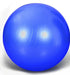 Blue exercise ball with smooth, shiny surface, inflatable PVC material, fitness equipment