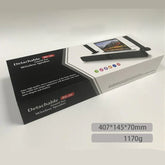 Boxed detachable wireless sound bar speaker in black, with product size and weight info.