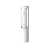 Minimalist white portable lint remover with smooth, sleek plastic design