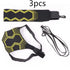 Black and yellow geometric print streetwear strap set with adjustable fit, three pieces shown