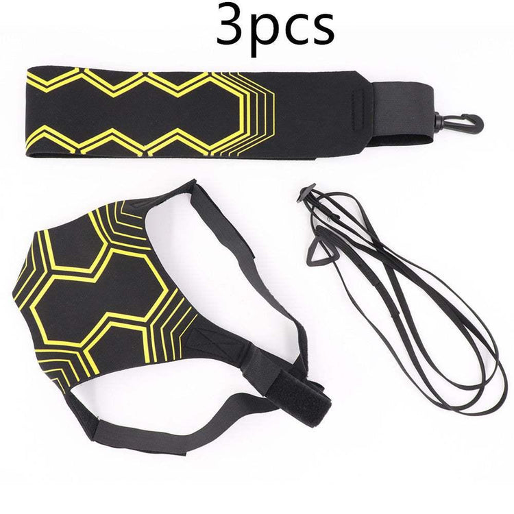 Black and yellow geometric print streetwear strap set with adjustable fit, three pieces shown