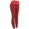 Red hexagon pattern leggings with high waist, stretchy fit, bold streetwear style
