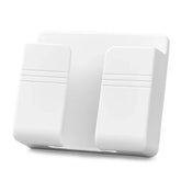 Minimalist white plastic wall hook with two slots for hanging items