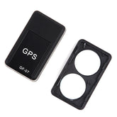 Black GPS tracking device with opened battery compartment cover, compact rectangular design