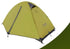 Light green dome tent with grey trim, made of durable waterproof fabric, pitched on a flat surface
