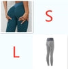 Teal and gray textured high-waisted leggings with snug fit, shown in small and large sizes