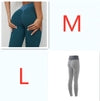 Teal and gray textured high-waisted leggings with snug fit, shown in medium and large sizes