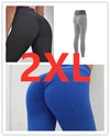 2XL high-waisted textured leggings in black, gray, and blue — stretchy, form-fitting, gym-ready wear