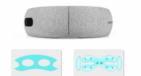 Futuristic light gray textured eye mask with ergonomic fit and breathable fabric