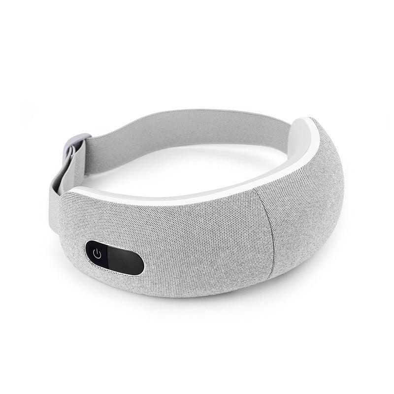 Light gray adjustable fabric tech headband with power button, modern minimalist design