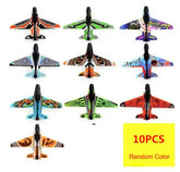 Set of ten colorful foam glider planes in assorted designs and bold patterns, random colors