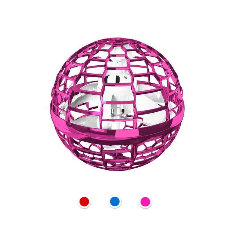 Futuristic metallic pink spherical gadget with geometric openwork design, tech accessory