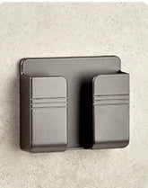 Modern dark gray metal wall hook with dual slots and sleek minimalist design