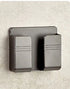 Modern dark gray metal wall hook with dual slots and sleek minimalist design