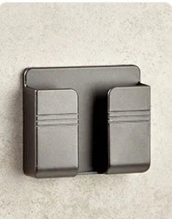Modern dark gray metal wall hook with dual slots and sleek minimalist design