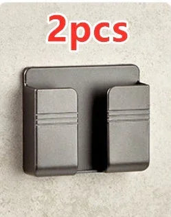 Black wall-mounted metal hook set, matte finish, modern minimalist design, 2 pieces