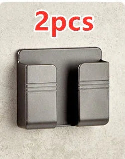 Black wall-mounted metal hook set, matte finish, modern minimalist design, 2 pieces