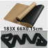 Black and brown rolled exercise mat, non-slip surface, rectangular, slim fit, 183x66cm.