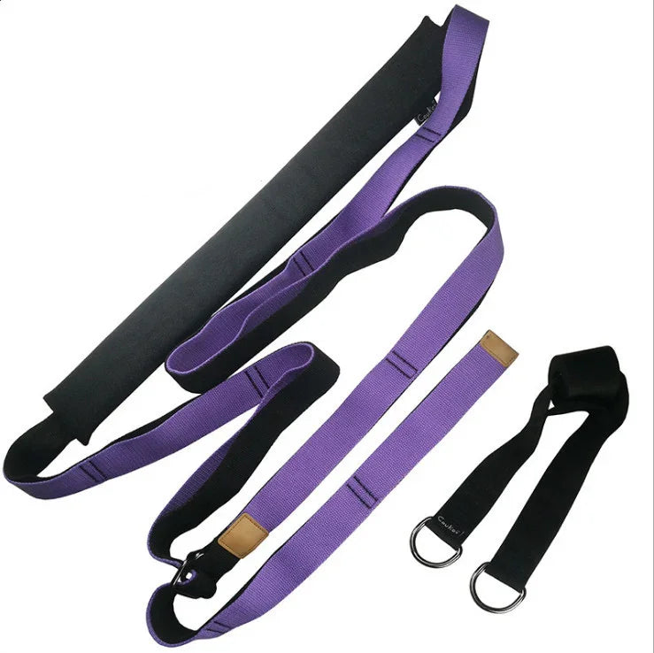 Purple and black adjustable fabric straps with metal rings, modern streetwear accessory