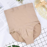 Beige high-waisted seamless underwear, soft stretch fabric, comfortable body-hugging fit