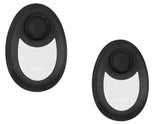 Pair of black and white oval streetwear accessories with minimalist design and smooth material