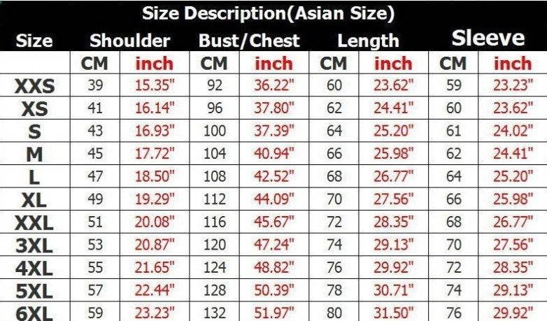 Supplier size chart for the Viking graphic pullover hoodie
