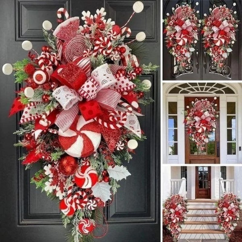 Christmas Upside Down Tree Door Wall Decoration - 50x30cm Holiday Display