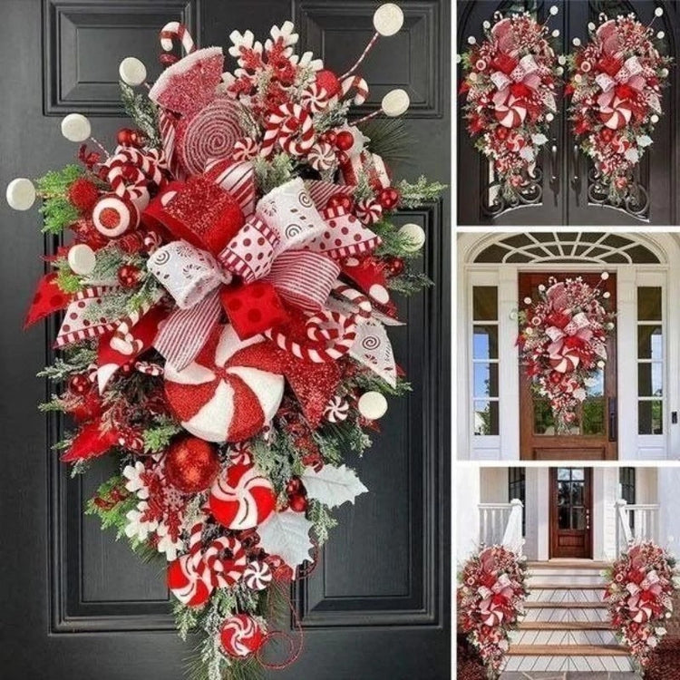 Christmas Upside Down Tree Door Wall Decoration - 50x30cm Holiday Display