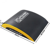Curved black and yellow abdominal exercise mat, foam material, ergonomic fit, 36x30.5 cm