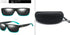 Black and teal rectangular sunglasses with mirrored lenses and black carrying case