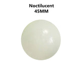 White glow-in-the-dark ball, 45mm diameter, smooth surface, minimalistic style