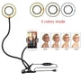 Flexible ring light with 3 color modes, USB-powered, clips to phone for selfies or streaming, adjustable brightness levels