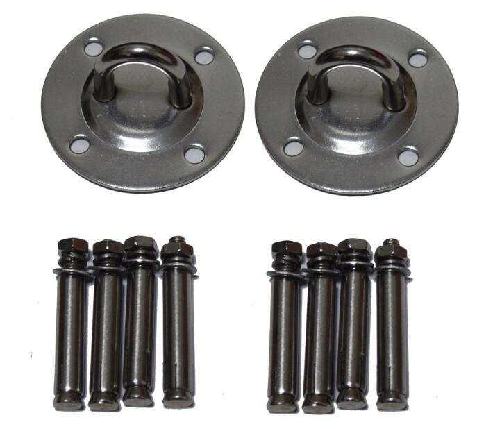 Set of two silver wall anchors with mounting bolts for heavy-duty installation