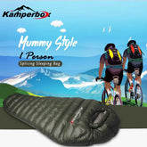 Dark green mummy style sleeping bag with glossy finish, lightweight and compact fit